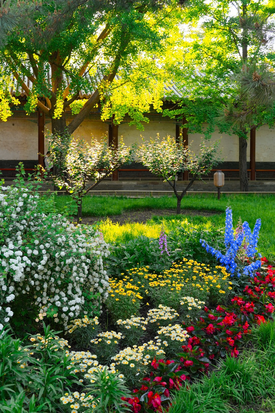 beautiful spring garden with flowers